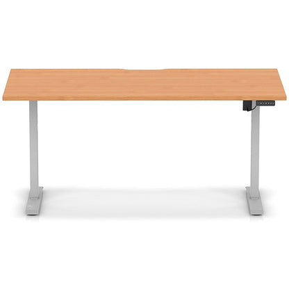 Air 1600mm Scalloped Edge Height Adjustable Desk, Silver Leg, Beech