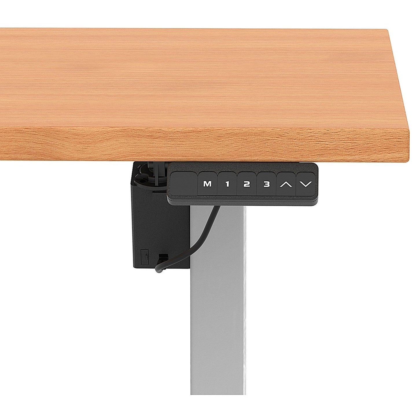 Air 1600mm Scalloped Edge Height Adjustable Desk, Silver Leg, Beech Easy2Order : HA04041