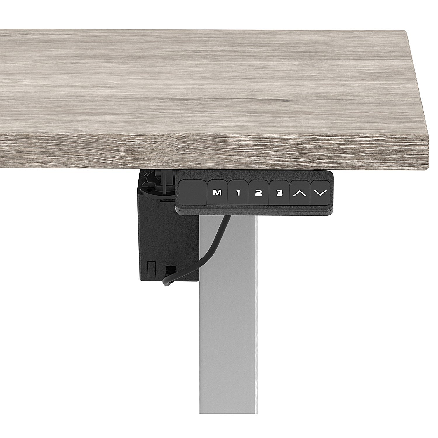 Air 1600mm Scalloped Edge Height Adjustable Desk, Silver Leg, Grey Oak Easy2Order : HA04042