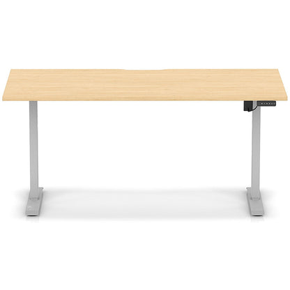 Air 1600mm Scalloped Edge Height Adjustable Desk, Silver Leg, Maple