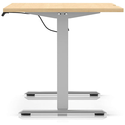 Air 1600mm Scalloped Edge Height Adjustable Desk, Silver Leg, Maple
