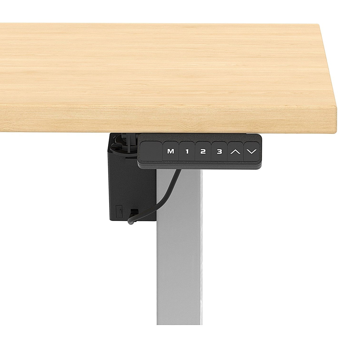 Air 1600mm Scalloped Edge Height Adjustable Desk, Silver Leg, Maple Easy2Order : HA04043