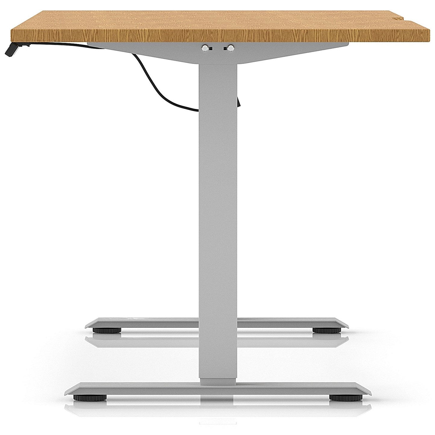 Air 1600mm Scalloped Edge Height Adjustable Desk, Silver Leg, Oak