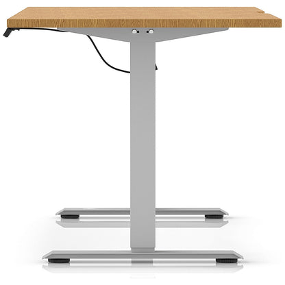 Air 1600mm Scalloped Edge Height Adjustable Desk, Silver Leg, Oak
