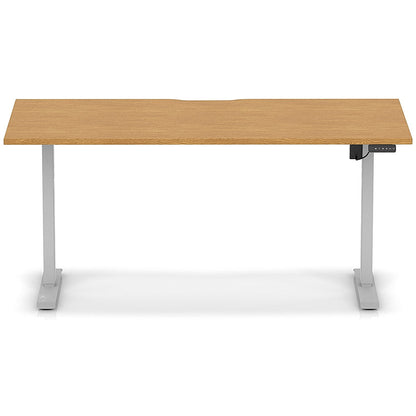 Air 1600mm Scalloped Edge Height Adjustable Desk, Silver Leg, Oak