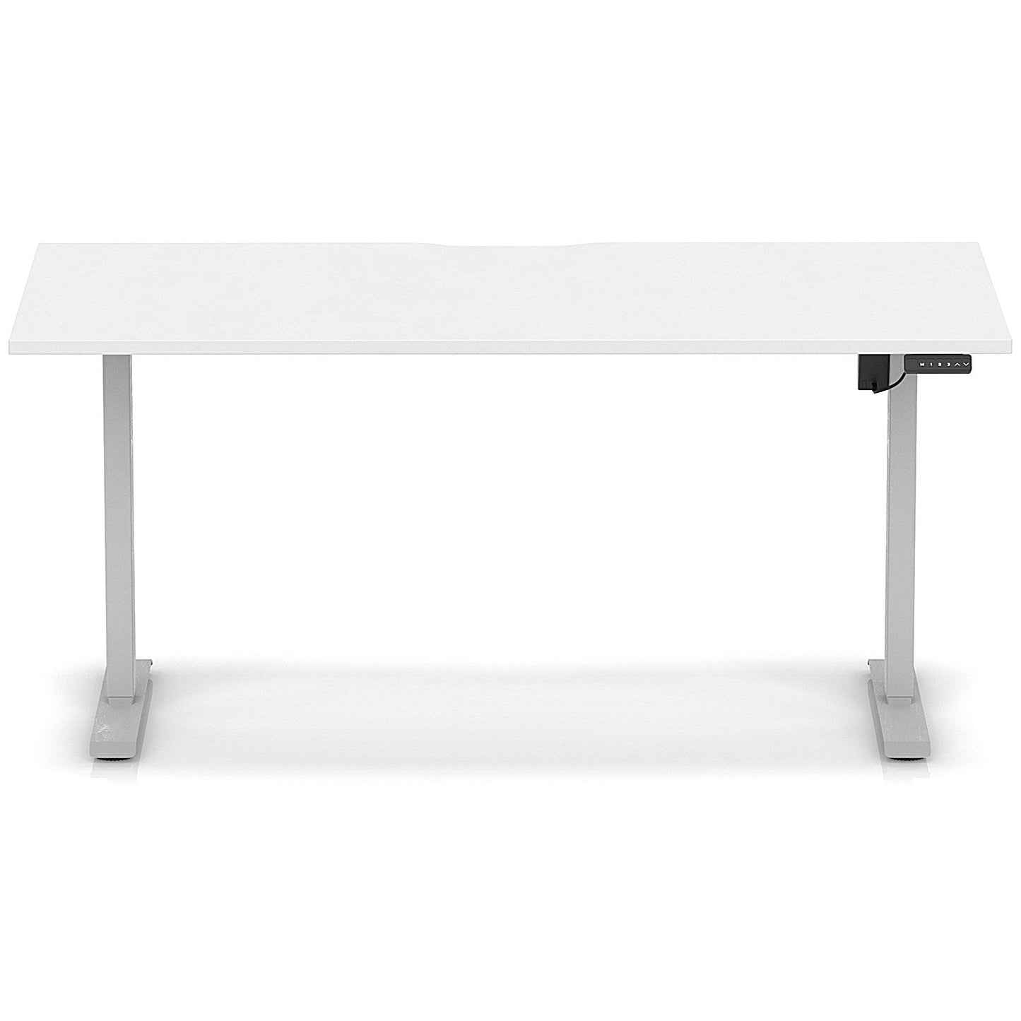 Air 1600mm Scalloped Edge Height Adjustable Desk, Silver Leg, White