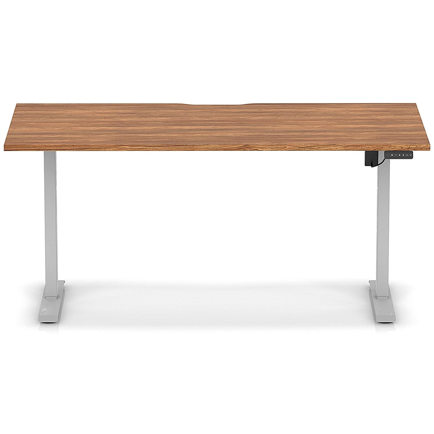 Air 1600mm Scalloped Edge Height Adjustable Desk, Silver Leg, Walnut