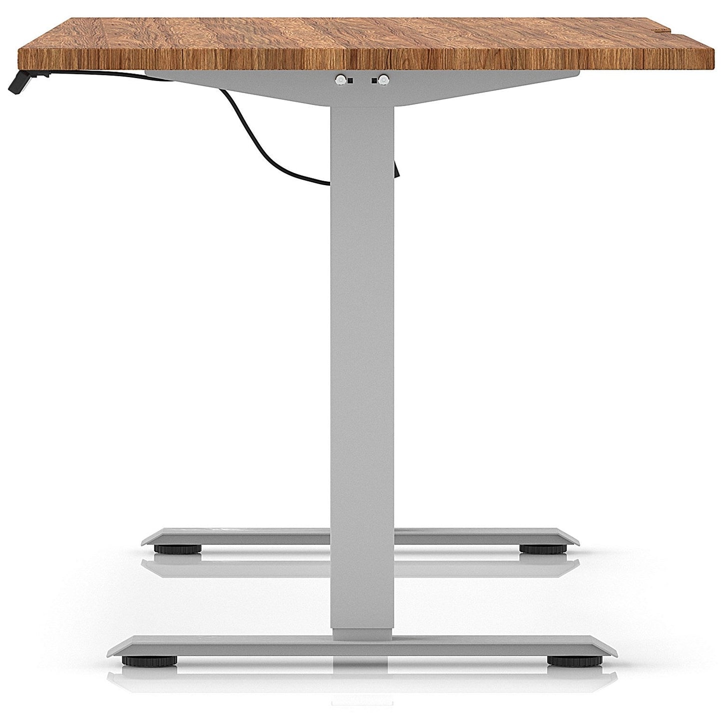 Air 1600mm Scalloped Edge Height Adjustable Desk, Silver Leg, Walnut