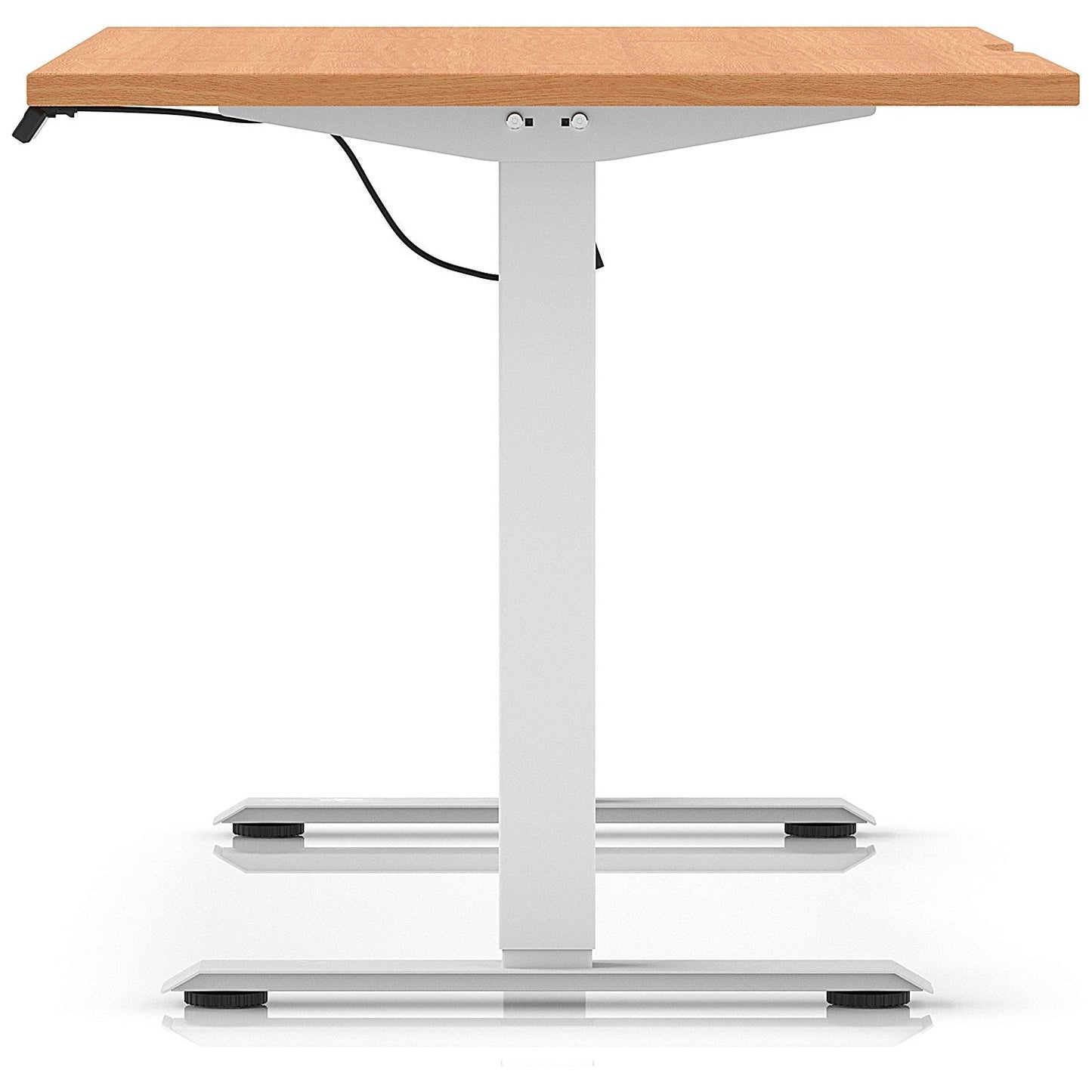 Air 1600mm Scalloped Edge Height Adjustable Desk, White Leg, Beech