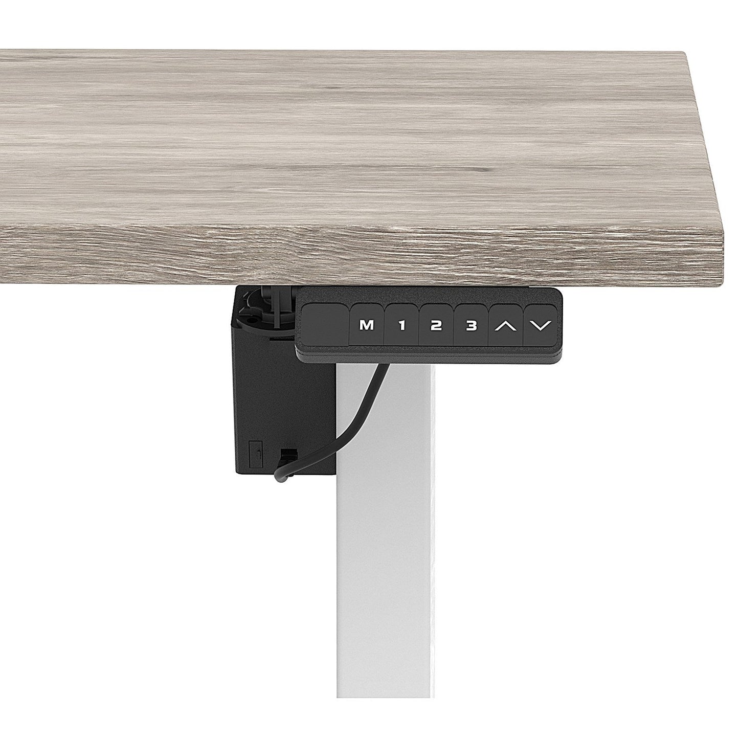 Air 1600mm Scalloped Edge Height Adjustable Desk, White Leg, Grey Oak Easy2Order : HA04048