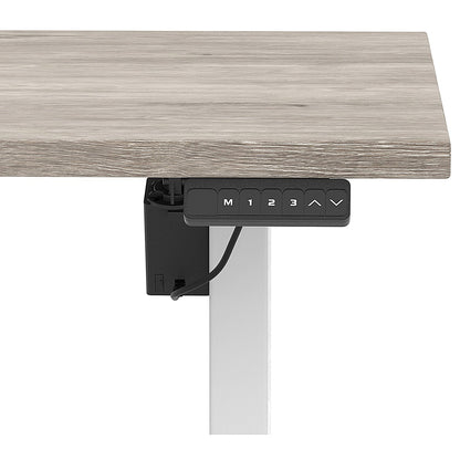 Air 1600mm Scalloped Edge Height Adjustable Desk, White Leg, Grey Oak Easy2Order : HA04048