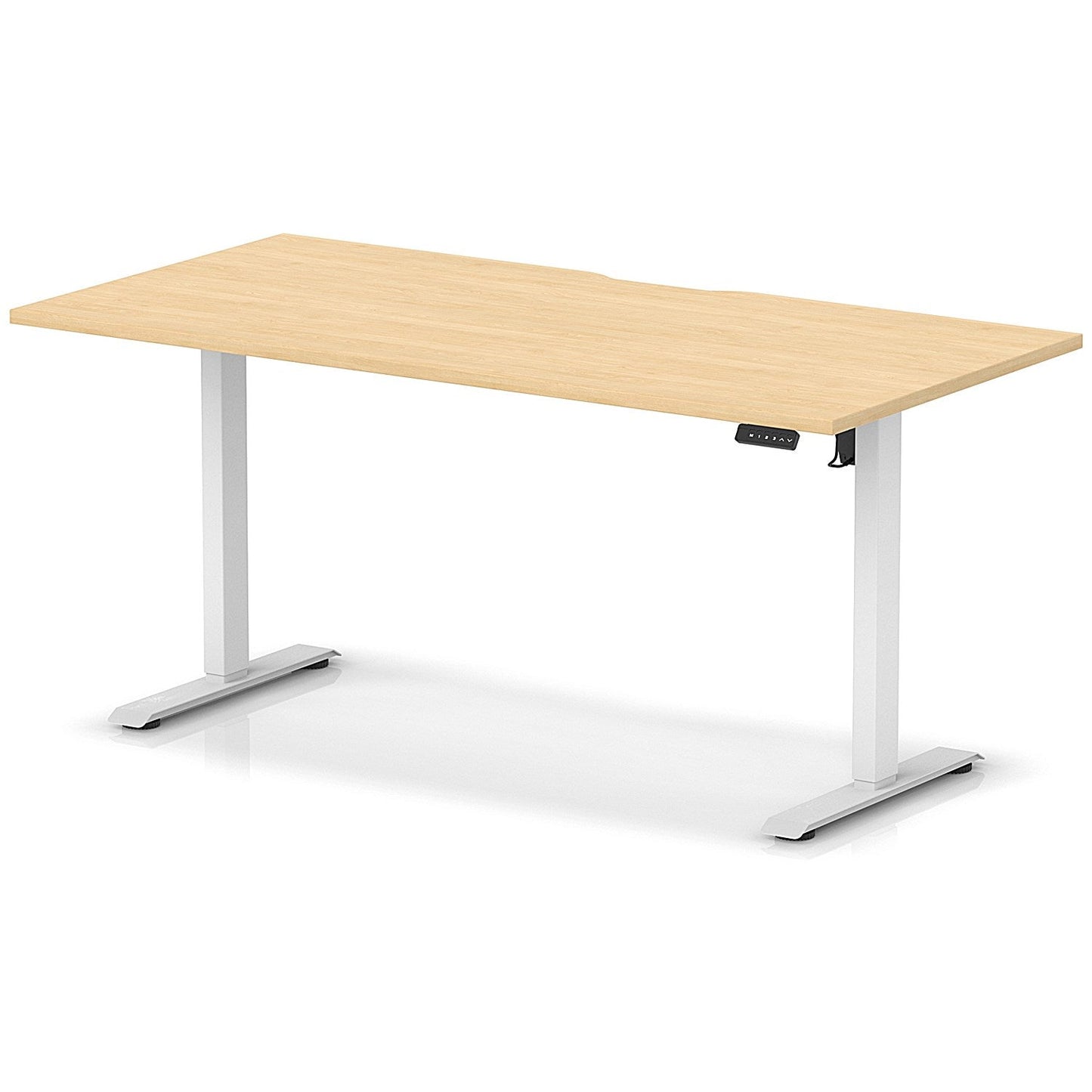 Air 1600mm Scalloped Edge Height Adjustable Desk, White Leg, Maple