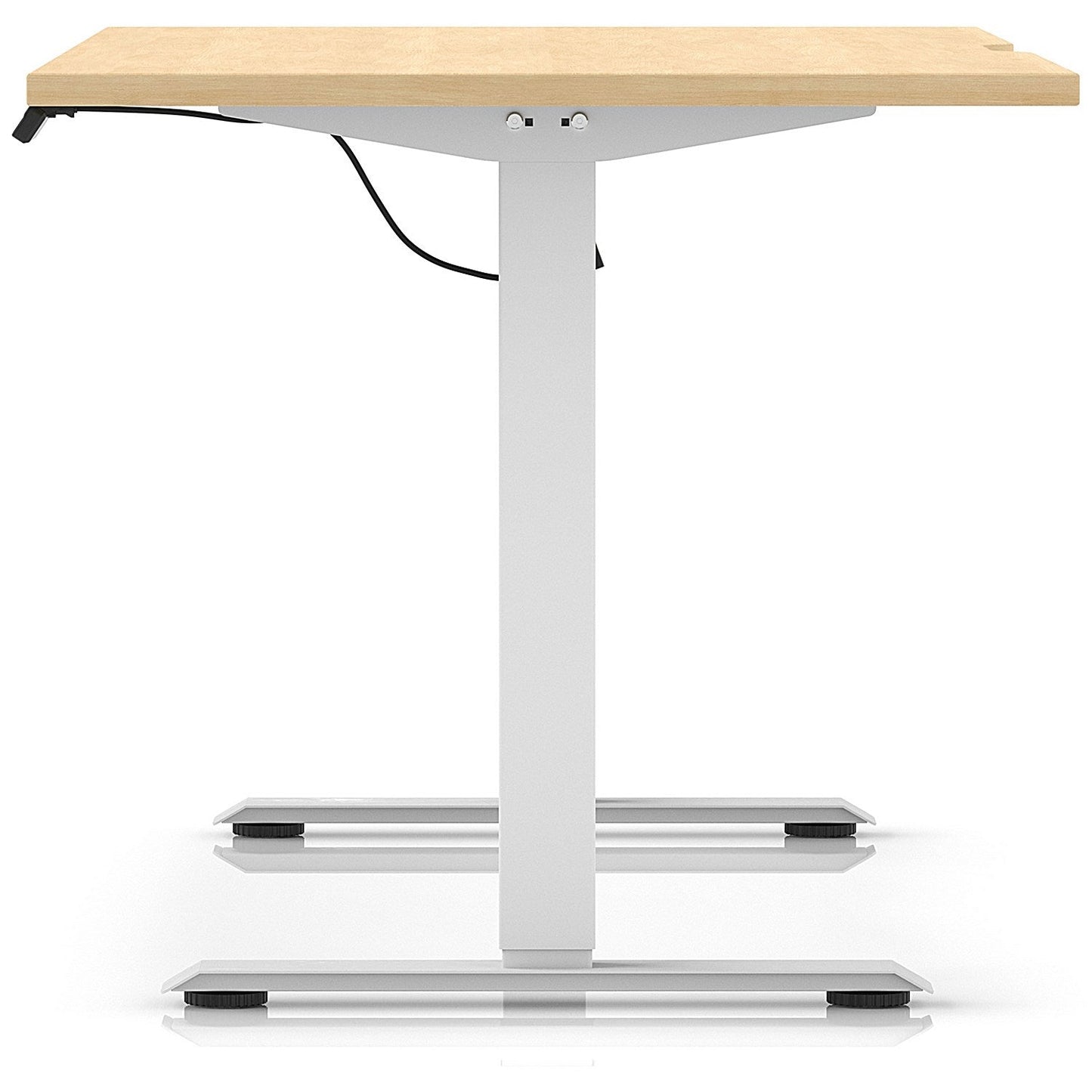 Air 1600mm Scalloped Edge Height Adjustable Desk, White Leg, Maple