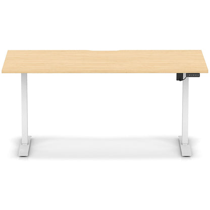 Air 1600mm Scalloped Edge Height Adjustable Desk, White Leg, Maple