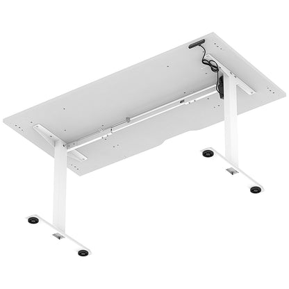 Air 1600mm Scalloped Edge Height Adjustable Desk, White Leg, White