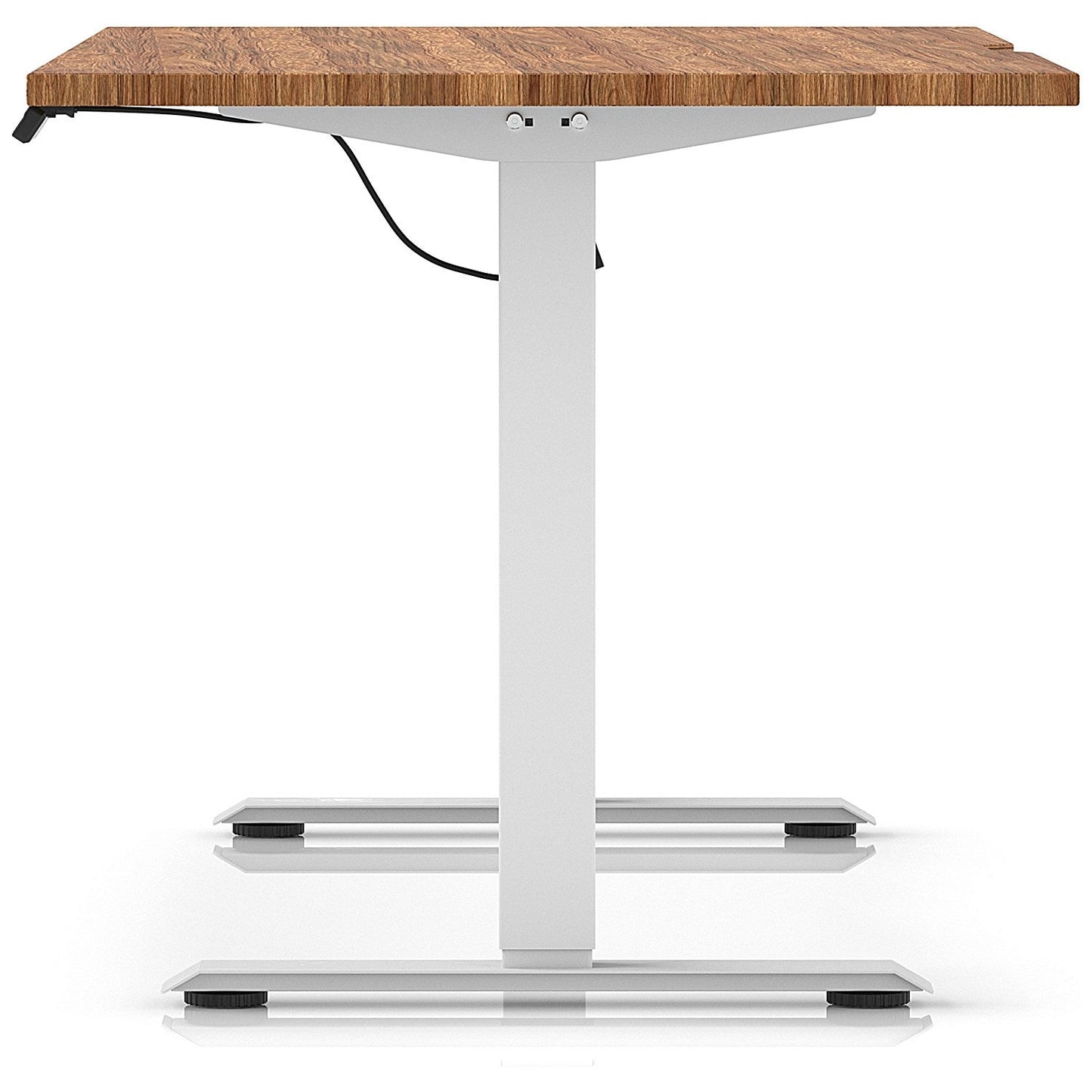 Air 1600mm Scalloped Edge Height Adjustable Desk, White Leg, Walnut