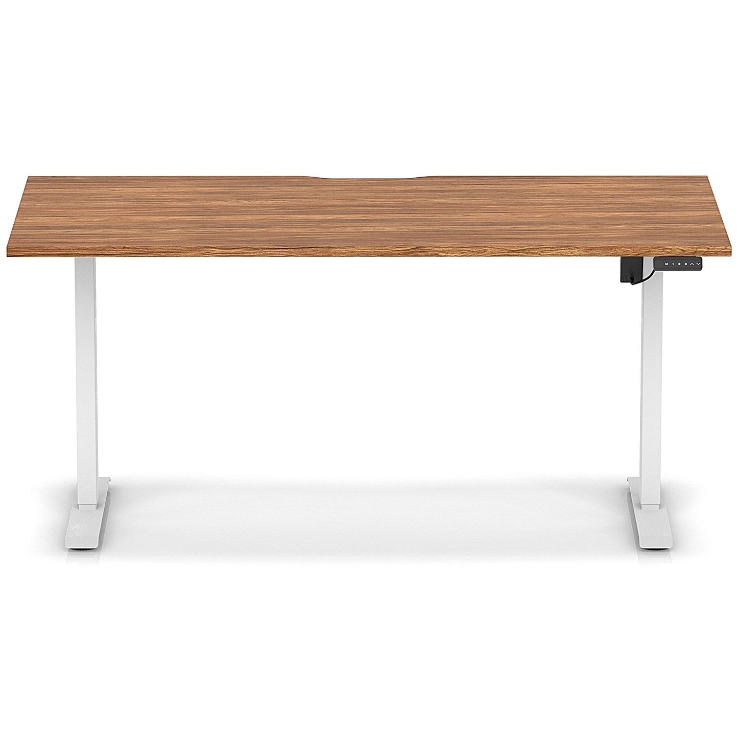 Air 1600mm Scalloped Edge Height Adjustable Desk, White Leg, Walnut