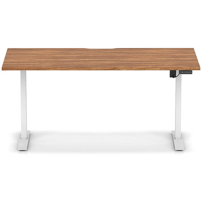 Air 1600mm Scalloped Edge Height Adjustable Desk, White Leg, Walnut