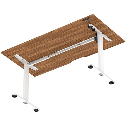 Air 1600mm Scalloped Edge Height Adjustable Desk, White Leg, Walnut