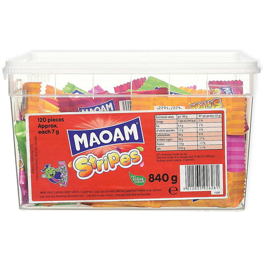 Haribo Maoam Stripes Sweets Drum, 840g