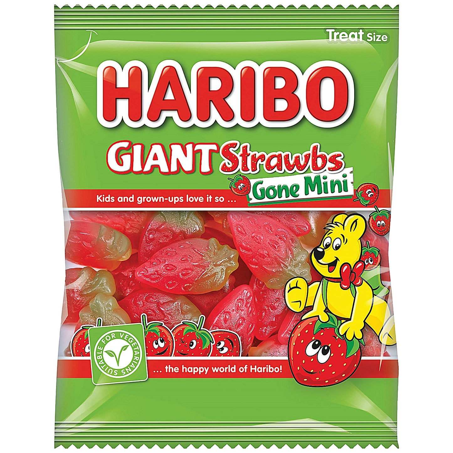 Haribo Strawbs Gone Mini Bags, 16g, Pack of 100