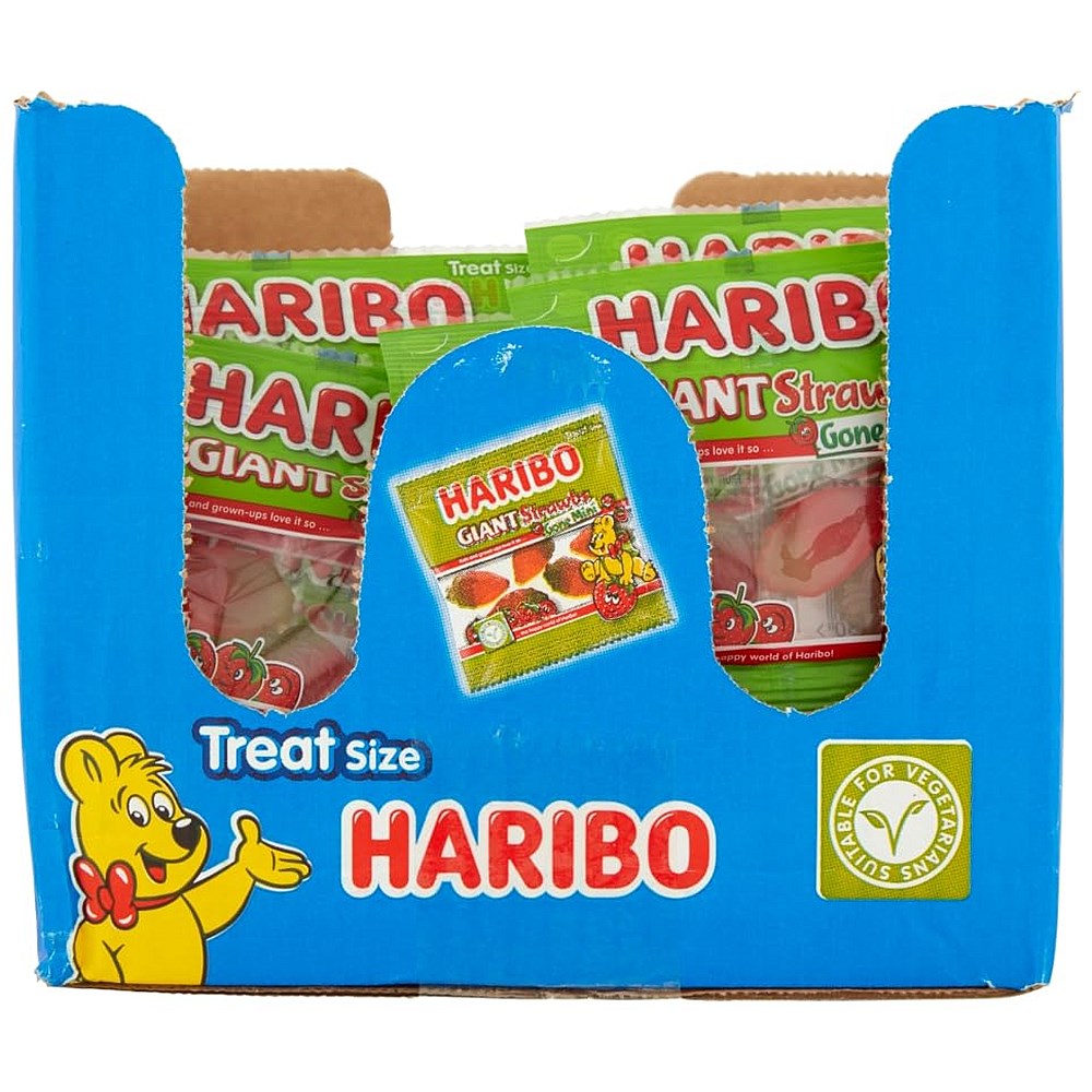 Haribo Strawbs Gone Mini Bags, 16g, Pack of 100