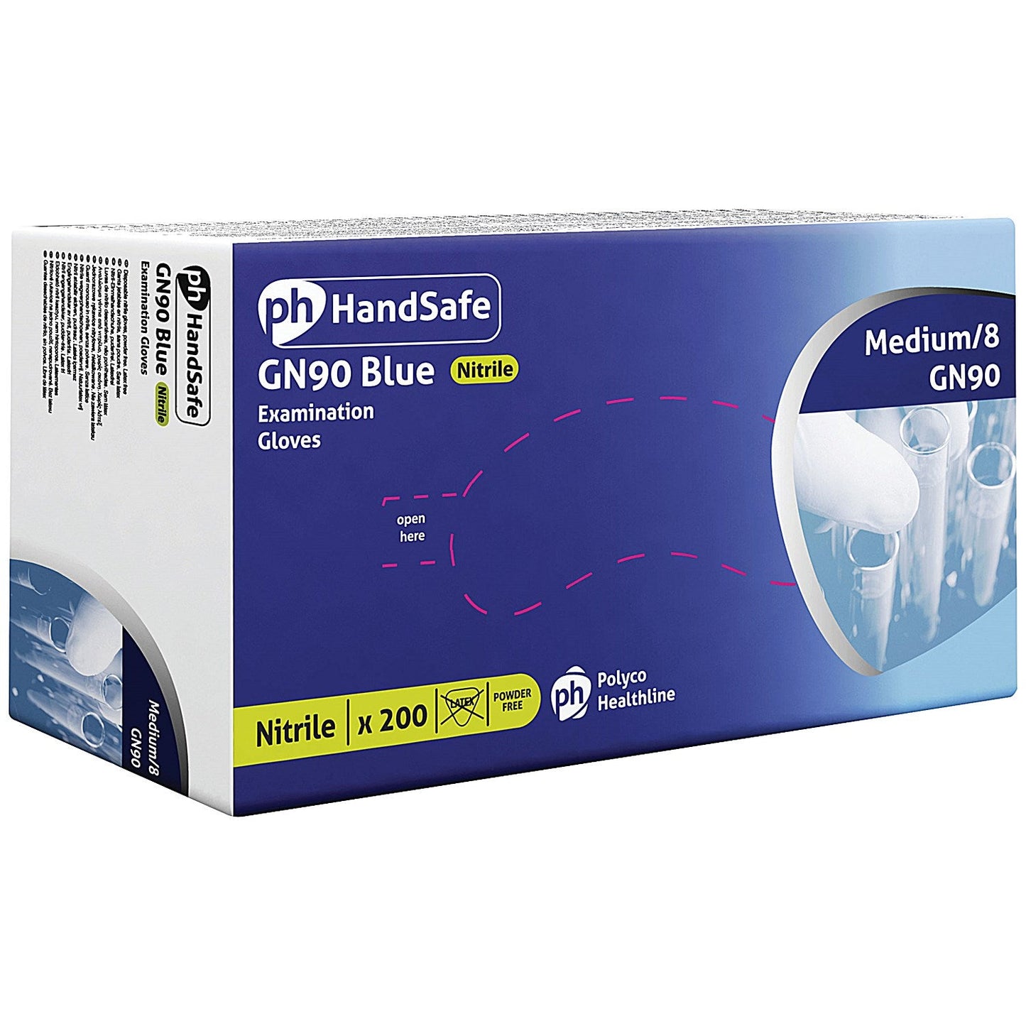 Handsafe Powder-Free Nitrile Gloves, Medium, Blue, Pack of 200