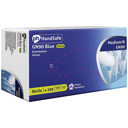 Handsafe Powder-Free Nitrile Gloves, Medium, Blue, Pack of 200