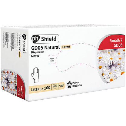 Shield Powder-Free Latex Gloves, Large, Natural, Pack of 100