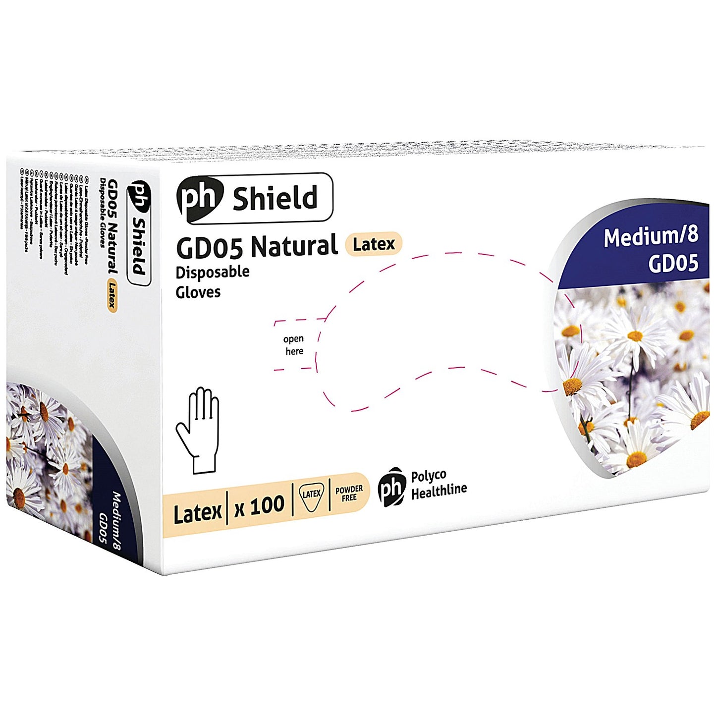 Shield Powder-Free Latex Gloves, Large, Natural, Pack of 100