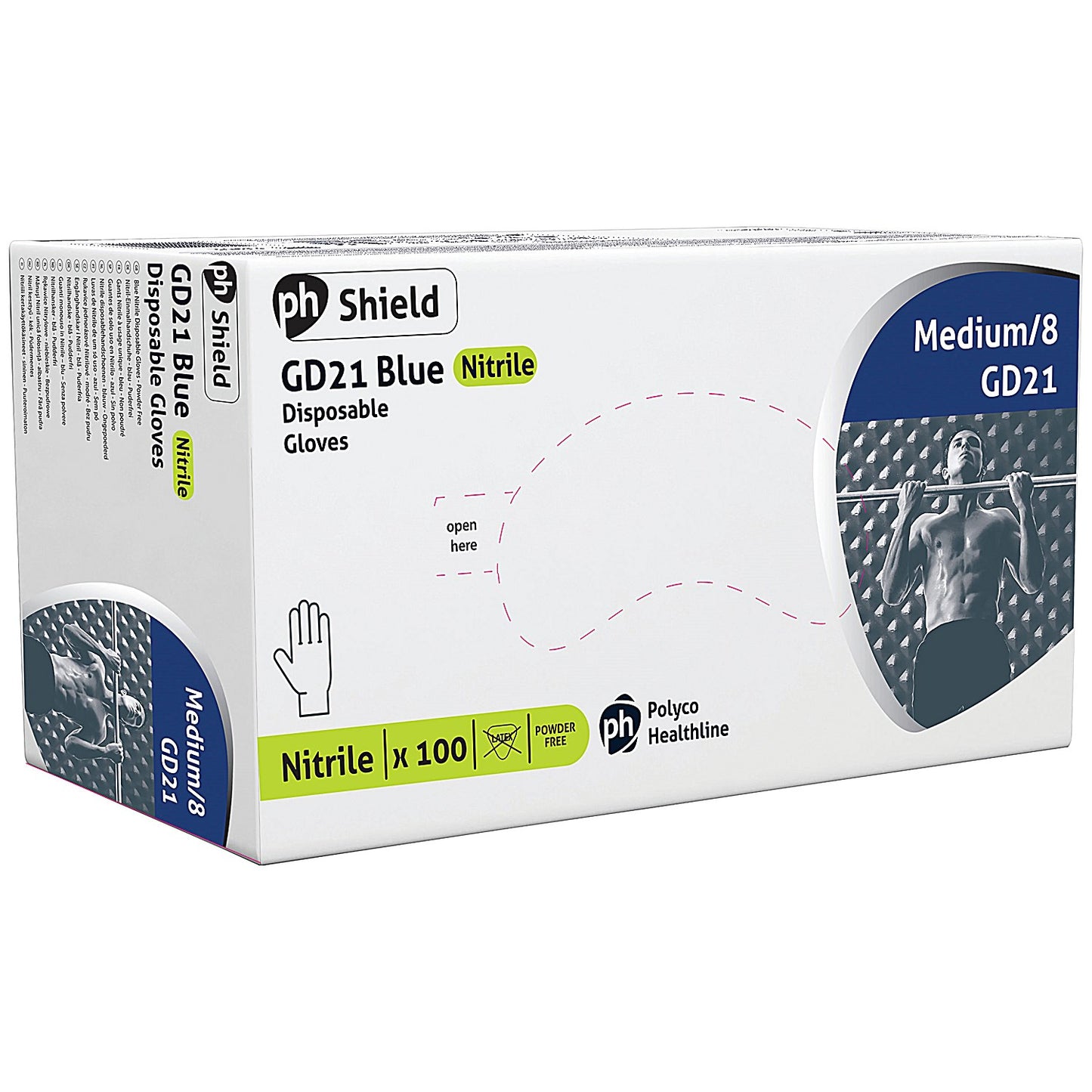 Shield Powder-Free Nitrile Micro Textured Disposable Gloves, Large, Blue, Pack of 100