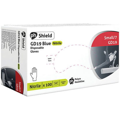 Shield Powder-Free Nitrile Gloves, Large, Blue, Pack of 100
