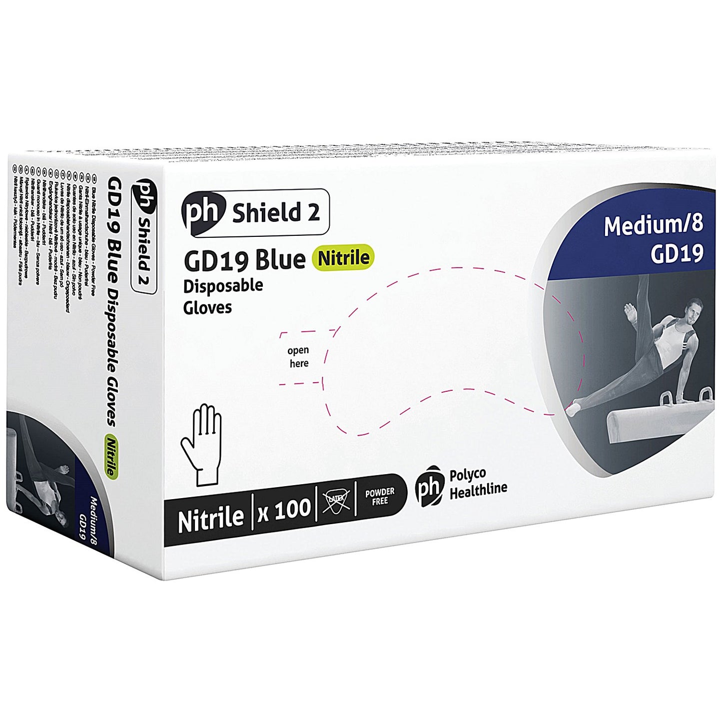 Shield Powder-Free Nitrile Gloves, Large, Blue, Pack of 100