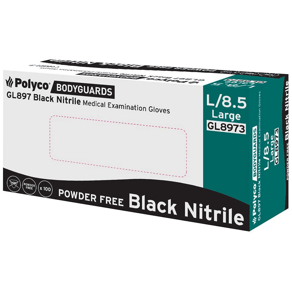 Handsafe Speciality Nitrile Gloves, Large, Black, Pack of 100