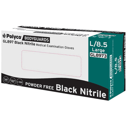 Handsafe Speciality Nitrile Gloves, Large, Black, Pack of 100