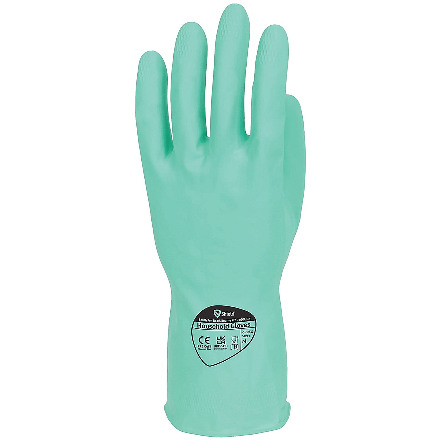 Shield Rubber Household Gloves, Medium, Green, Pack of 12