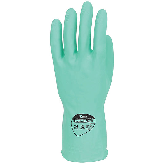 Shield Rubber Household Gloves, Medium, Green, Pack of 12