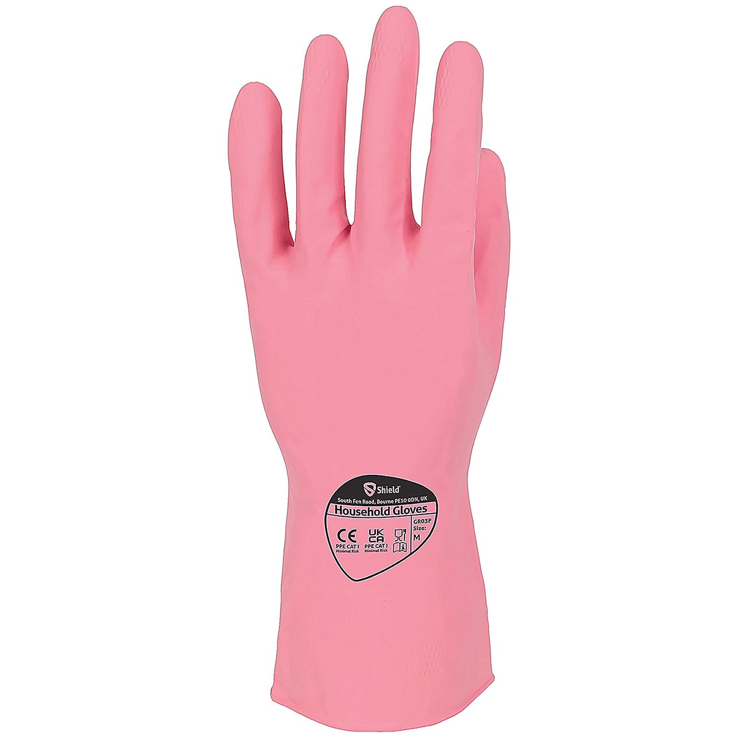 Shield Rubber Household Gloves, Medium, Pink, Pack of 12