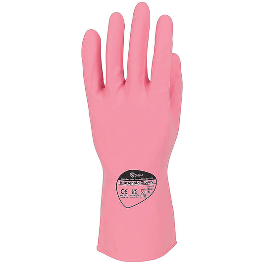 Shield Rubber Household Gloves, Medium, Pink, Pack of 12