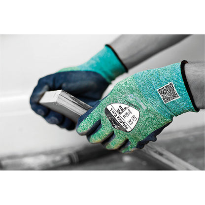 Polyflex Eco Latex Palm Coated Gloves, Large, Green and Blue, Pack of 10