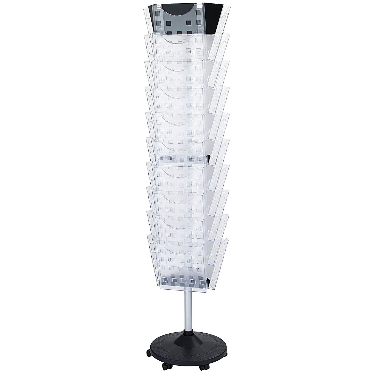 Helit Grid Rotating Floor Display, 30 x A4 Pockets Portrait, Clear