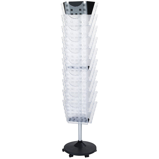 Helit Grid Rotating Floor Display, 30 x A4 Pockets Portrait, Clear