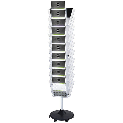 Helit Grid Rotating Floor Display, 30 x A4 Pockets Portrait, Clear