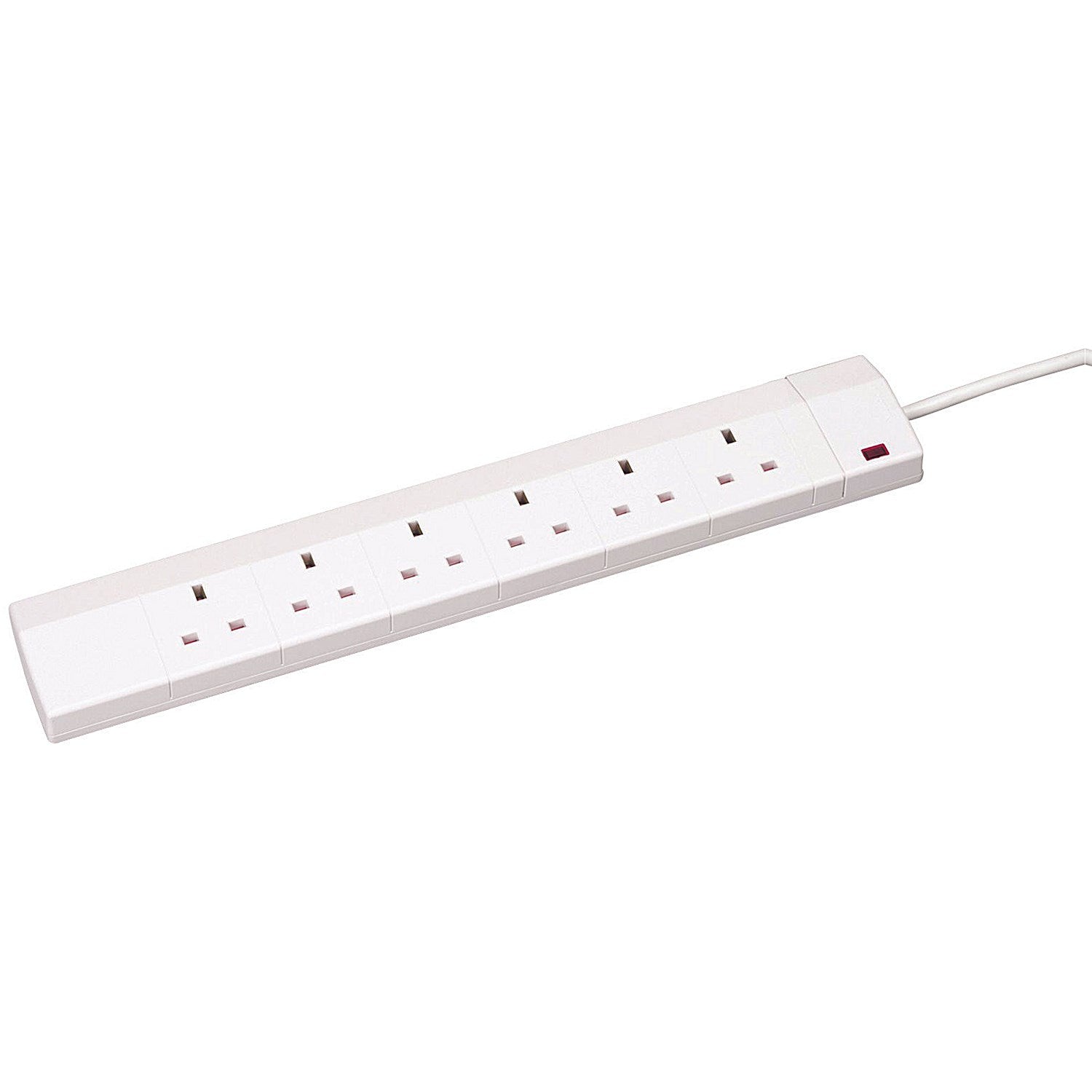 CED Extension Lead, 6 Sockets, 2m Lead, White