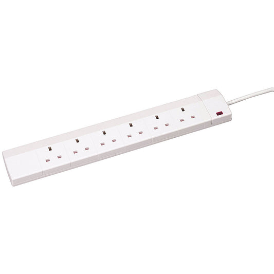 CED Extension Lead, 6 Sockets, 2m Lead, White