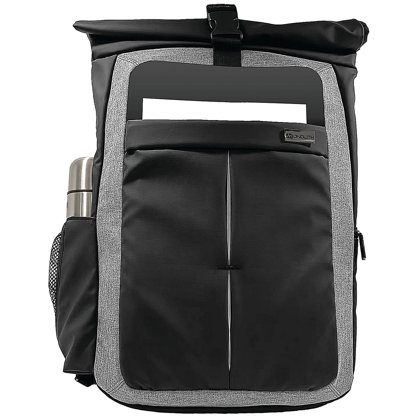 Monolith Rolltop Business Laptop Backpack, For up to 17.2 Inch Laptops, Black/Grey