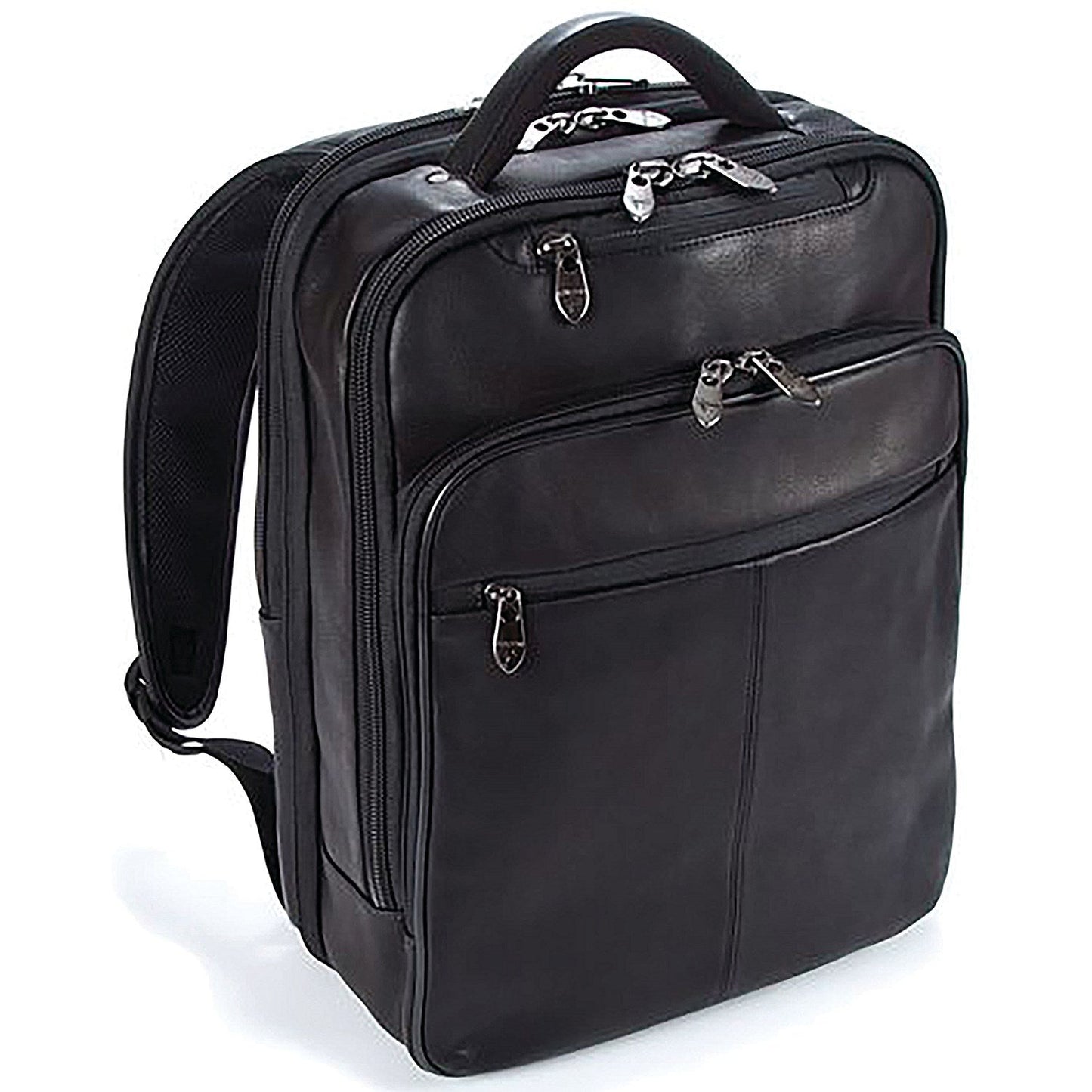 Falcon Full Grain Luxury Leather Laptop Backpack, For up to 15.6 Inch Laptops, Black