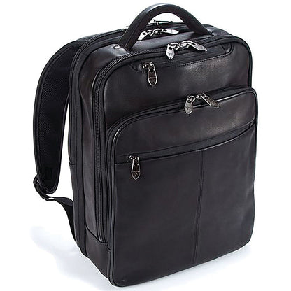 Falcon Full Grain Luxury Leather Laptop Backpack, For up to 15.6 Inch Laptops, Black
