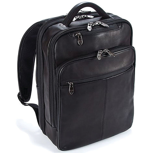 Falcon Full Grain Luxury Leather Laptop Backpack, For up to 15.6 Inch Laptops, Black