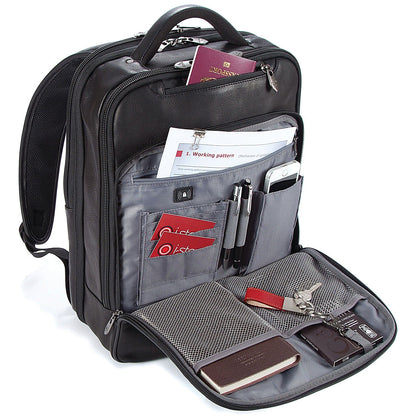Falcon Full Grain Luxury Leather Laptop Backpack, For up to 15.6 Inch Laptops, Black
